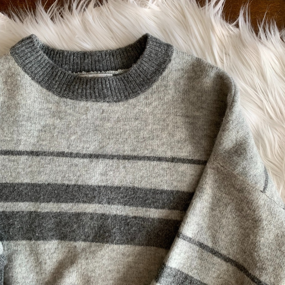 Topshop PETITE Cropped Striped Wool Sweater